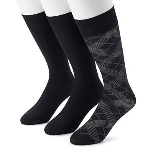 Men's Marc Anthony 3-pack Textured & Patterned Microfiber Dress Socks