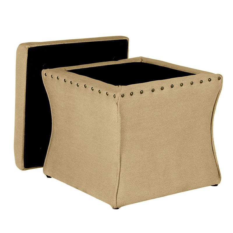 HomePop Curved Nailhead Storage Ottoman, White