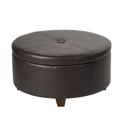 HomePop Winston Round Storage Ottoman