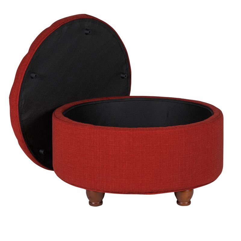 HomePop Round Storage Ottoman, Red