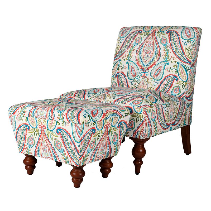 HomePop Paisley Accent Chair & Ottoman 2-piece Set, Multicolor