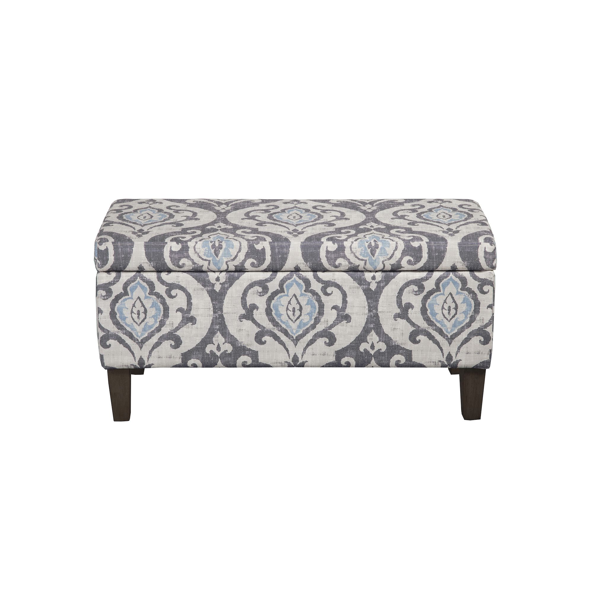 HomePop Damask Storage Ottoman, Blue