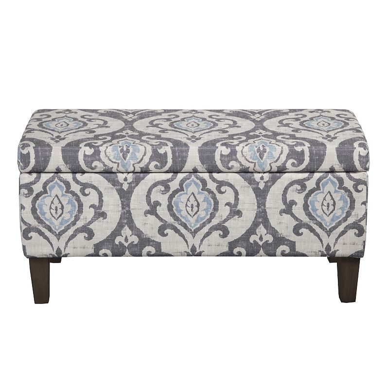 HomePop Damask Storage Ottoman, Blue