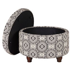 HomePop Large Round Medallion Storage Ottoman