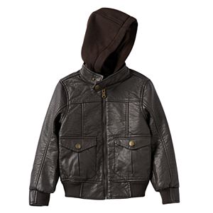 Boys 4-7 Urban Republic Hooded Faux-Leather Moto Jacket
