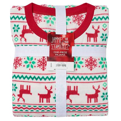 Jammies For Your Families Juniors' Reindeer One-Piece Pajamas