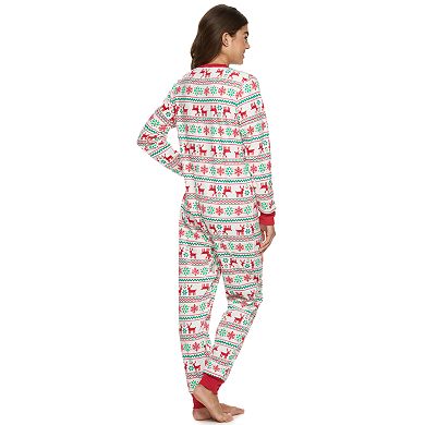 Jammies For Your Families Juniors' Reindeer One-Piece Pajamas