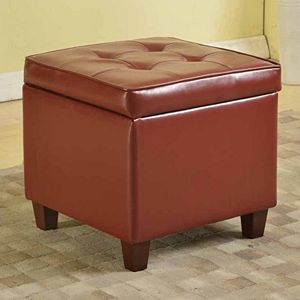 HomePop Faux-Leather Storage Ottoman
