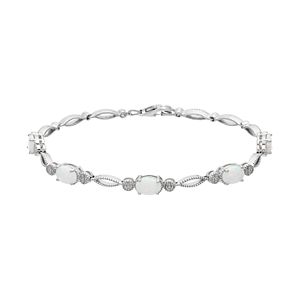 Sterling Silver Lab-Created Opal Bracelet