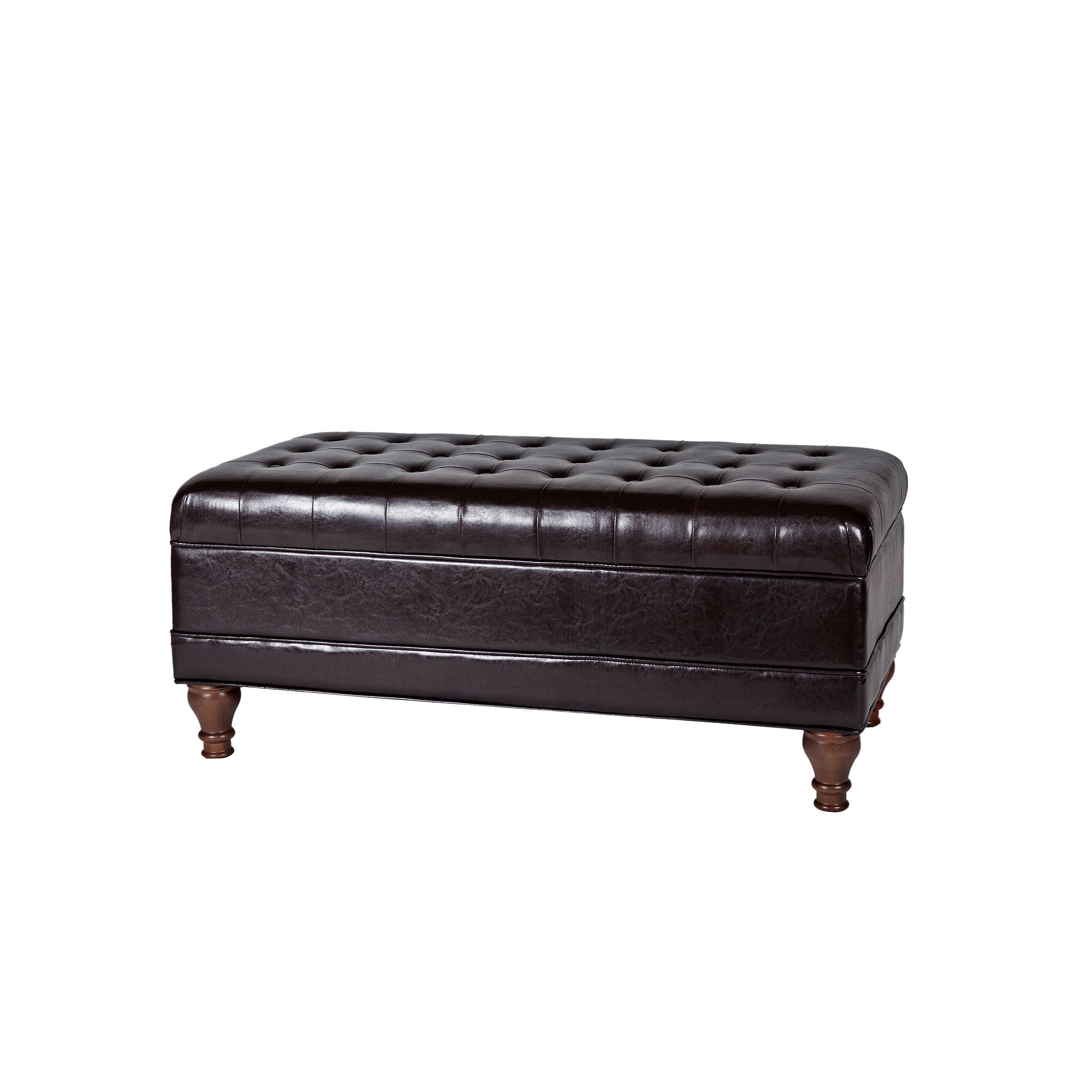 HomePop Faux-Leather Storage Bench, Brown