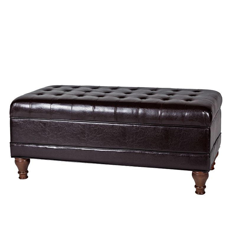 HomePop Faux-Leather Storage Bench, Brown
