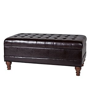 HomePop Faux-Leather Storage Bench