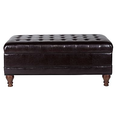 HomePop Faux-Leather Storage Bench