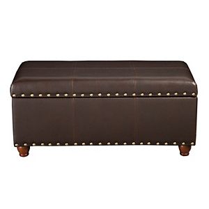 HomePop Nailhead Faux-Leather Storage Ottoman