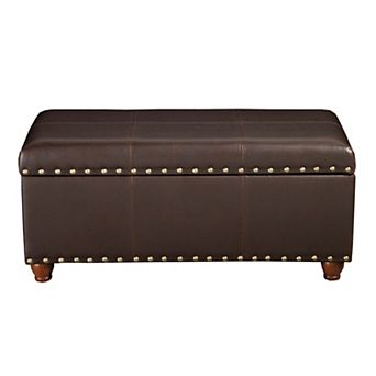 HomePop Nailhead Faux Leather Storage Ottoman