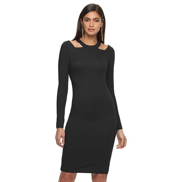 Women's Jennifer Lopez Ribbed Cut-Out Midi Dress