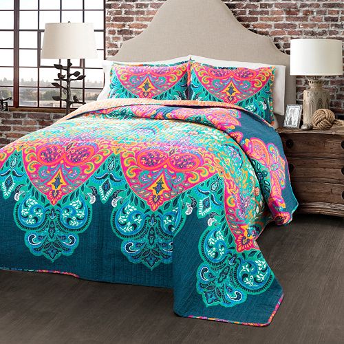 Lush Decor Boho Chic 3 Piece Reversible Quilt Set