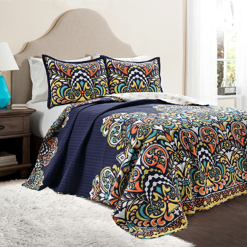 Lush Decor Clara Quilt Set, Blue, Full/Queen