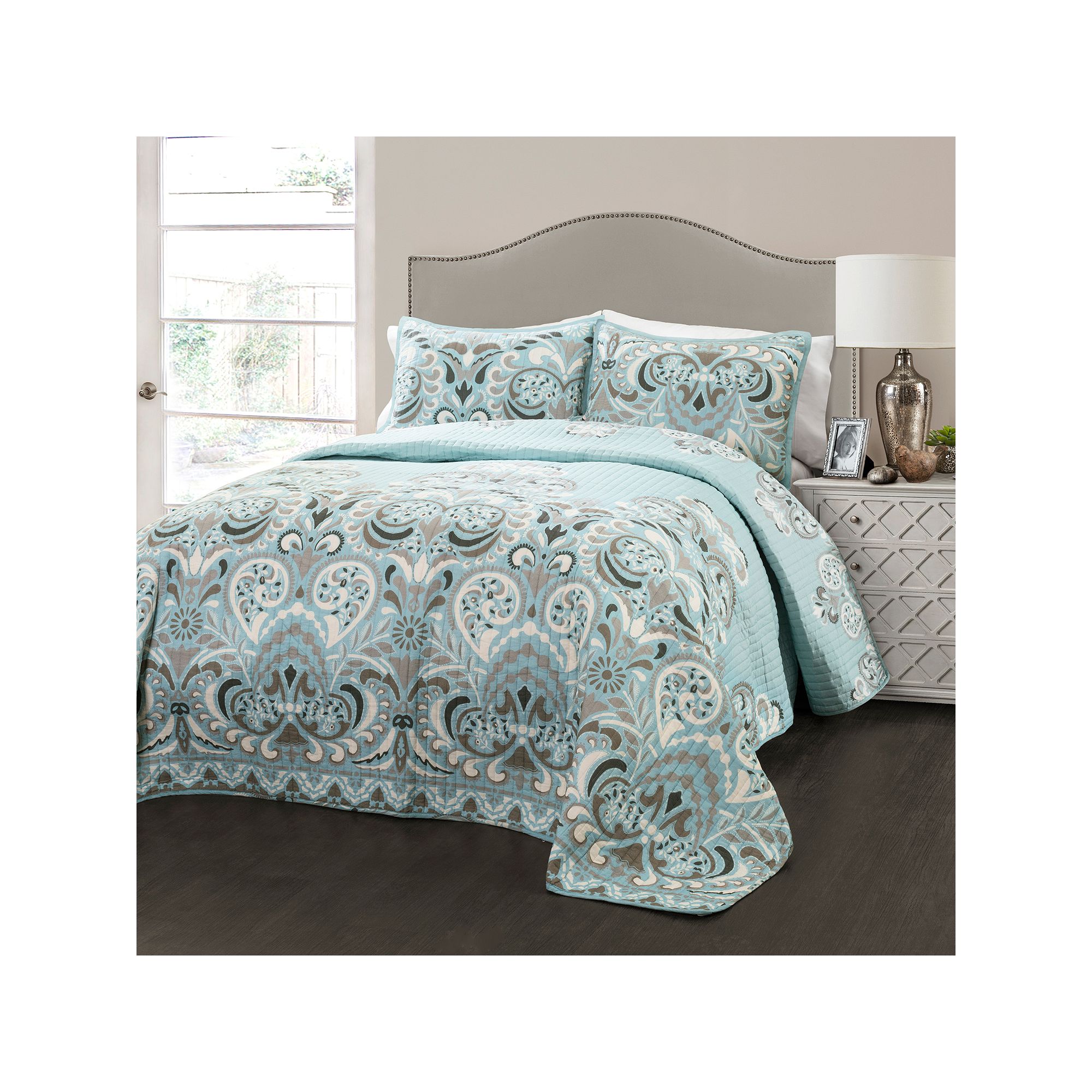 Lush Decor Clara Quilt Set, Turq Blue