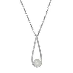 Freshwater by HONORA Sterling Silver Dyed Freshwater Cultured Pearl & White Topaz Teardrop Pendant