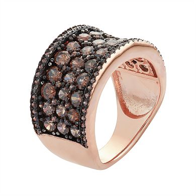 14k Rose Gold Over Silver Cubic Zirconia Concave Ring