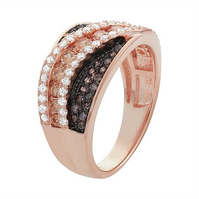 14k Rose Gold Over Silver Cubic Zirconia Swirl Ring