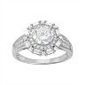 Sterling Silver Cubic Zirconia Tiered Halo Ring