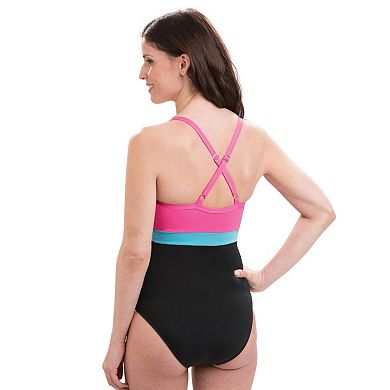 Plus Size Dolfin Colorblock X-Back One-Piece Swimsuit