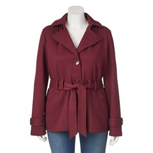 Juniors' Plus Size Sebby Hooded Fleece Trench Coat