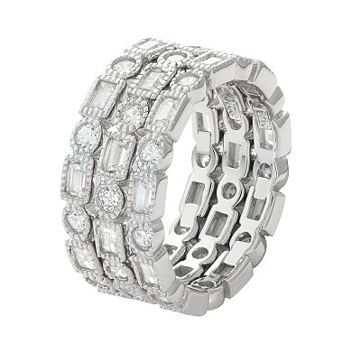 Sterling Silver Cubic Zirconia Stackable Eternity Ring Set