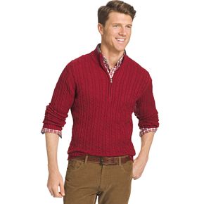Men's IZOD Classic-Fit 7GG Cable-Knit Quarter-Zip Sweater | null