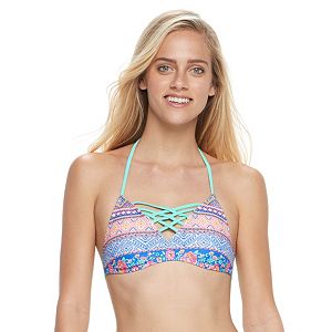 Juniors' Malibu Lace-Up Halter Bikini Top