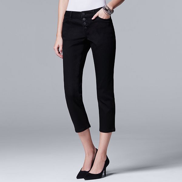 Petite Simply Vera Vera Wang Cuffed Capri Jeans