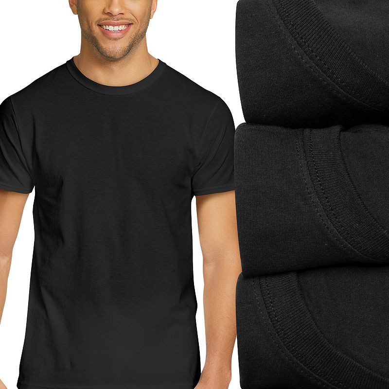 UPC 090563527304 product image for Men's Hanes 4-Pack Ultimate Stretch Crewneck Tees, Size: Large, Black | upcitemdb.com