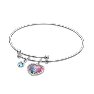 DreamWorks Trolls Kids' Silver-Plated Crystal Charm Bangle Bracelet