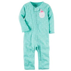 Baby Girl Carter's Polka-Dot Flamingo One-Piece Pajamas
