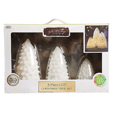 Apothecary Pine Tree Wax Color-Changing LED Candle 3-piece Set