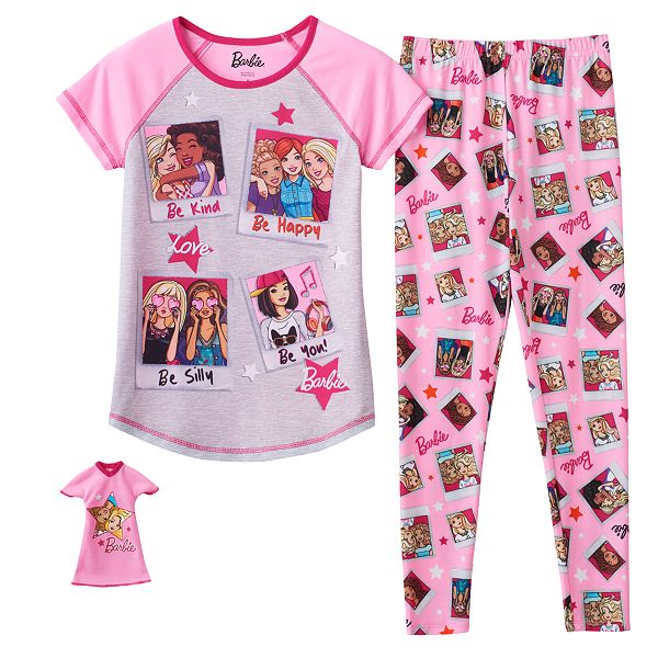 Official BARBIE WARM FLEECE PYJAMA SET Cosy Top & Bottoms PJs Pajama Mattel Doll 