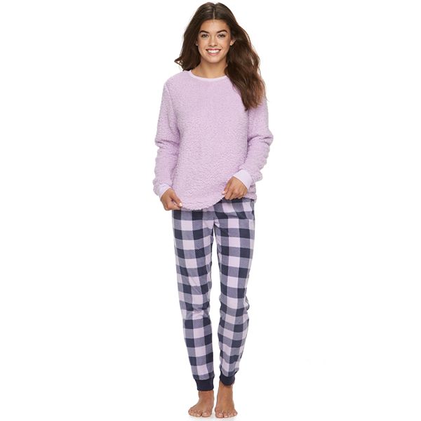 Juniors' SO® Pajamas: 2-Piece Sherpa Pajama Set