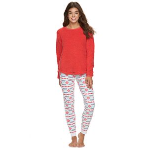 Juniors' SO® Pajamas: 2-Piece Sherpa Pajama Set