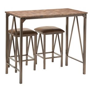 OSP Designs Catalina Bar Table & Counter Stool 3-piece Set