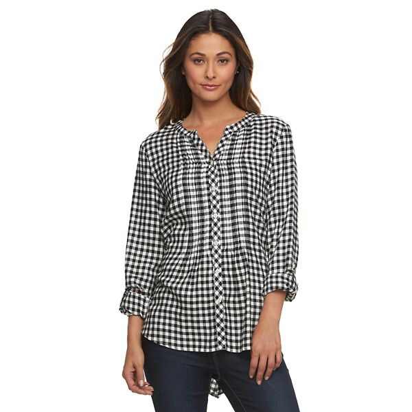 Women's Croft & Barrow® Plaid Roll-Tab Tunic