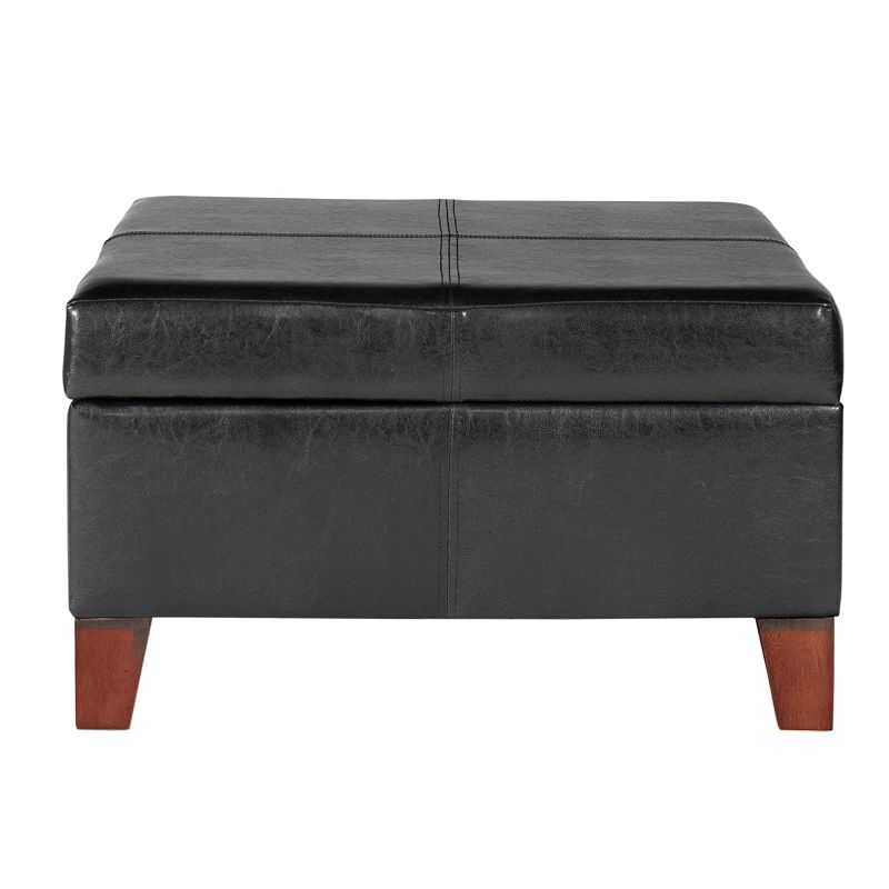 HomePop Luxury Storage Ottoman, Black