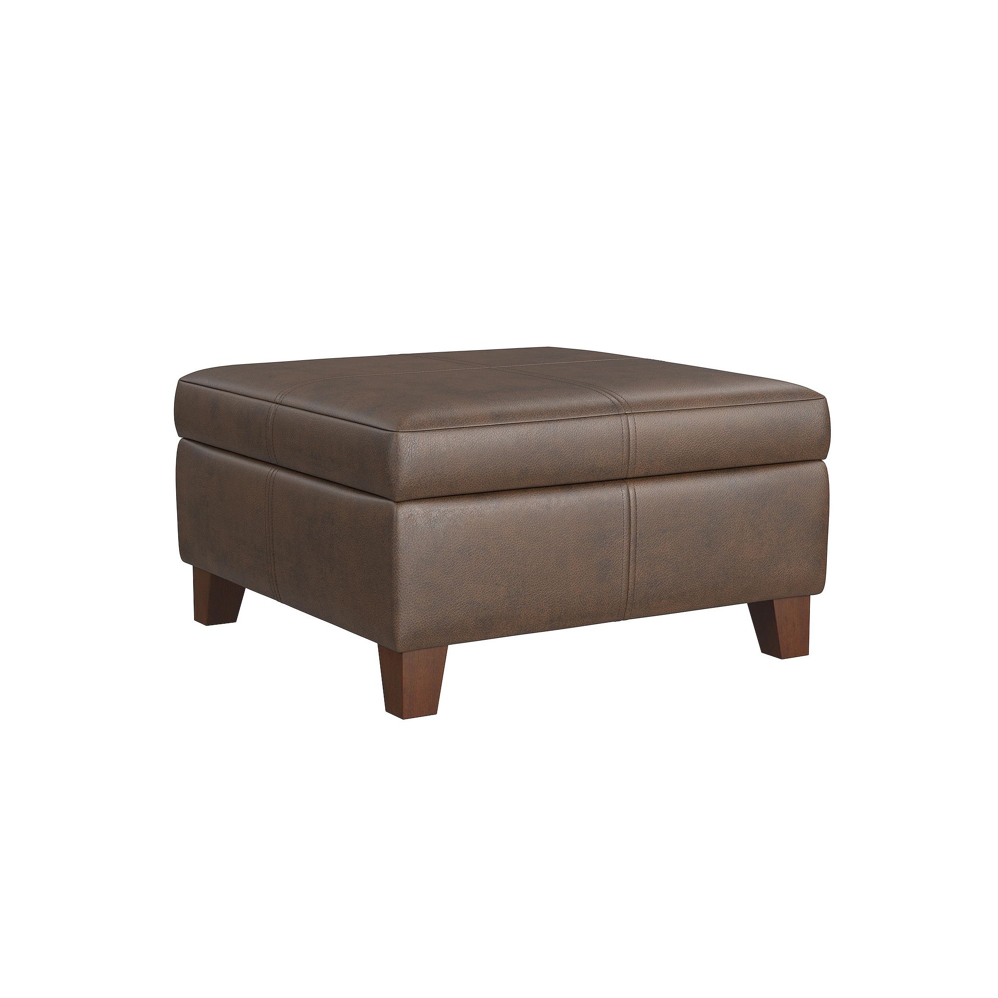 HomePop Luxury Storage Ottoman, Brown
