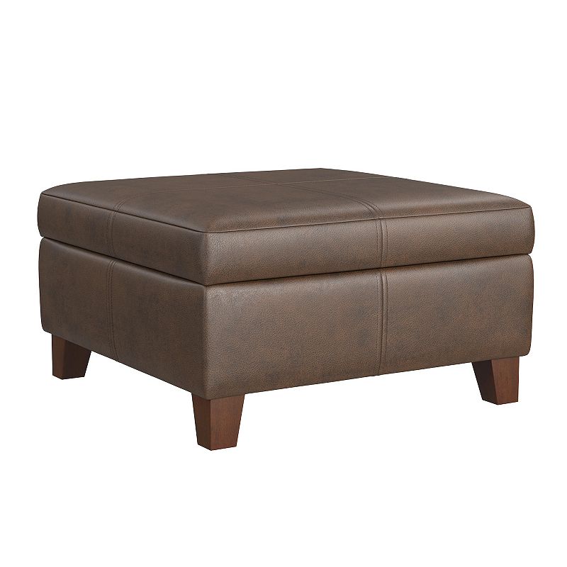 HomePop Luxury Storage Ottoman, Brown