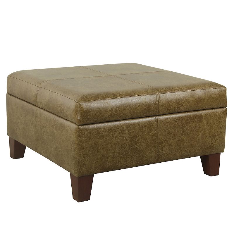 HomePop Large Luxury Faux Leather Storage Ottoman