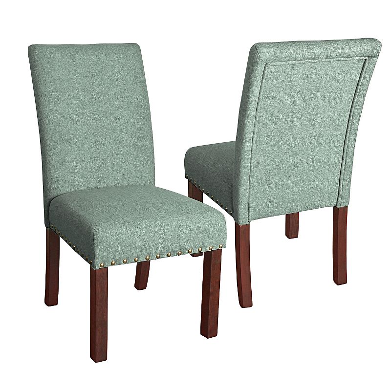 HomePop Nailhead Parsons Dining Chair 2-piece Set, Green