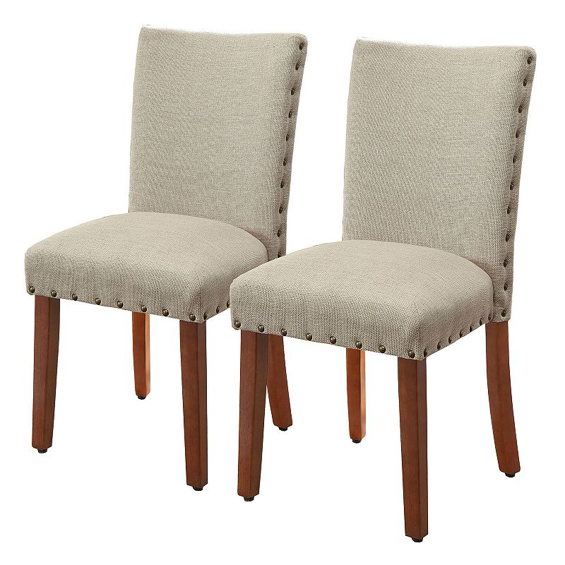 HomePop Nailhead Parsons Dining Chair 2-piece Set, Brown
