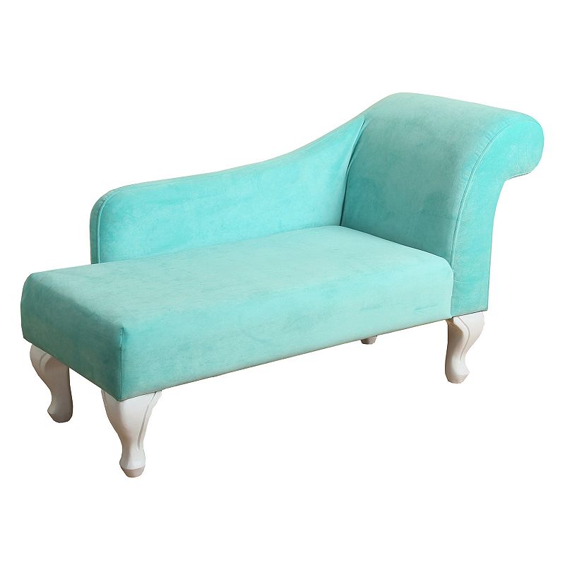 HomePop Kids Velvet Chaise Lounge, Turquoise/Blue