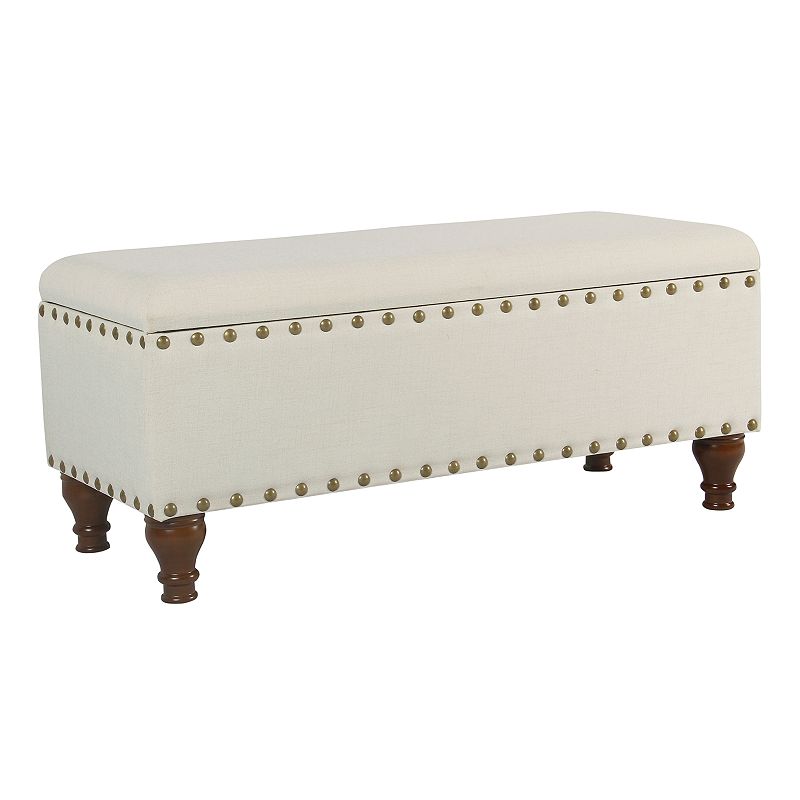 HomePop Nailhead Storage Bench, Beig/Green